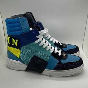 Men's Blue and Black High-Top Sneakers Size 43